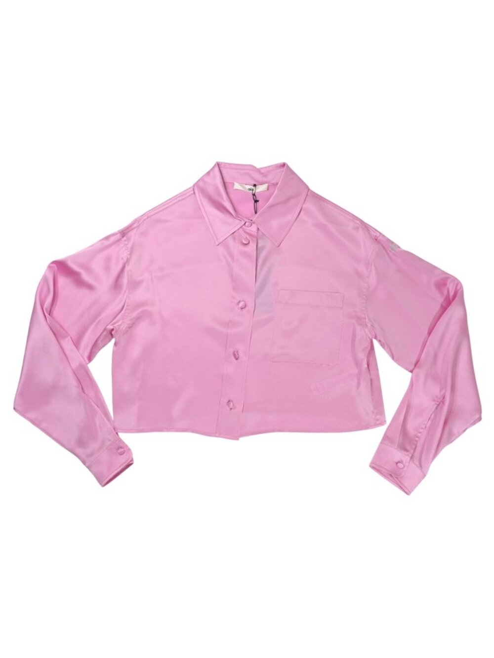 ALO Yoga Silk Luminous Cropped Button Down Long Sleeve W31041P Candy Heart Pink